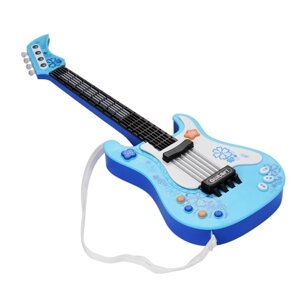 Детская маленькая гитара с ритмическими огнями и звуками Fun Развивающие музыкальные инструменты Электрогитара Игрушка для малышей Дети Мальчики и девочки Синий
