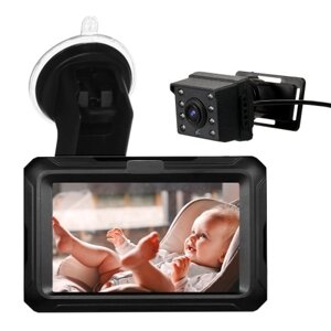 Детское автомобильное зеркало 1080P Радионяня с камерой с 4,3-дюймовым IPS-экраном Функция ночного видения Регулируемый широкий угол обзора