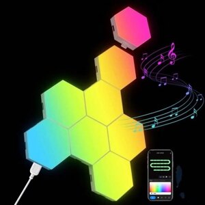 DIY BT граффити Wi-Fi голосовое управление шестиугольная игровая сотовая странная световая доска сращивание квантовая атмосфера настенный светильник
