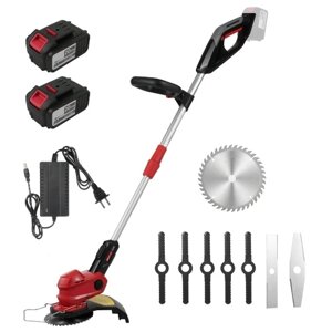 Электрический сорняк Wacker Cordless 21V Weed Eater Battery с мощным бесщеточным двигателем с регулируемой длиной и 4 типами лезвий Триммер для травы для очистки сада от сорняков