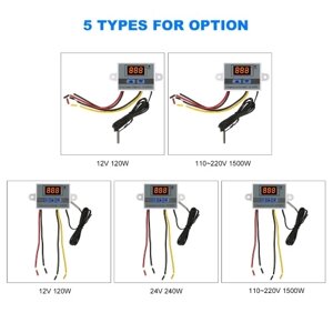 Электронный регулятор температуры Светодиодный дисплей Модуль термостата Переключатель модуля управления температурой с водонепроницаемым датчиком NTC -50 ~ 110 для холодильника 12 В 120 Вт
