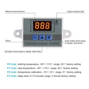 Электронный регулятор температуры Светодиодный дисплей Модуль термостата Переключатель модуля управления температурой с водонепроницаемым датчиком NTC -50 ~ 110 для холодильника 12 В 120 Вт