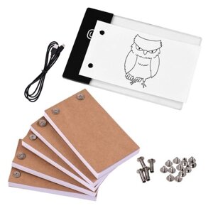 Flip Book Kit со Light Pad LED Light Box Tablet 300 листов Бумага для рисования Flipbook с крепежными винтами для рисования Трассировка Анимация Эскиз Эскиз Мультфильм Создание