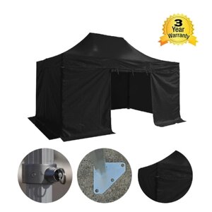 Folding Tent серии PRO 50мм алюминий Структура + 4 двухсторонним ПВХ 520g / м² брезент 3x4.5m для профессиональных потребностей или ежедневного использования Black