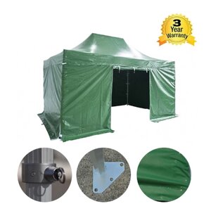 Folding Tent серии PRO 50мм алюминий Структура + 4 двухсторонним ПВХ 520g / м² брезент 3x4.5m для профессиональных потребностей или ежедневного использования Green