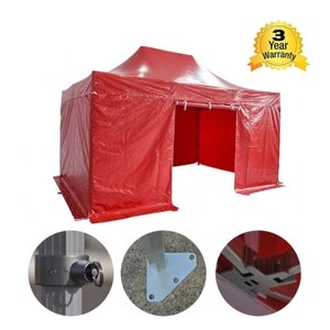 Folding Tent серии PRO 50мм алюминий Структура + 4 двухсторонним ПВХ 520g / м² брезент 3x4.5m для профессиональных потребностей или ежедневного использования Red