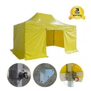 Folding Tent серии PRO 50мм алюминий Структура + 4 двухсторонним ПВХ 520g / м² брезент 3x4.5m для профессиональных потребностей или ежедневного использования Желтый