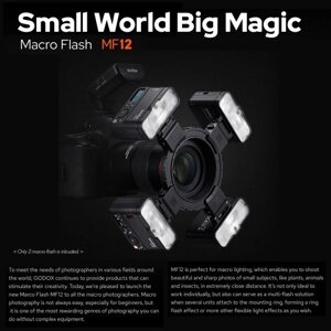 Godox MF12-K2 2PCS Macro Flash 2.4G Руководство по управлению беспроводной передачей Номер 16 TTL M-режим с цветным фильтром Холодный башмак для портретных растений Насекомые Еда Ювелирные изделия Макросъемка