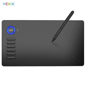 Графический планшет для рисования VEIKK A15 с чувствительностью 8192 Без батареи 12 горячих клавиш 10x6 дюймов 250 об / с 5080LPI для портативного ПК Совместимость с ОС Windows Mac Android для рисования Эскизный