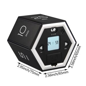 Hexagon Digital Clock Timer Магнитные кубики Таймер Кухня Hexagon Flip Timer для изучения кулинарии Тренировки Простой в использовании магнитный Flip Focus-таймер