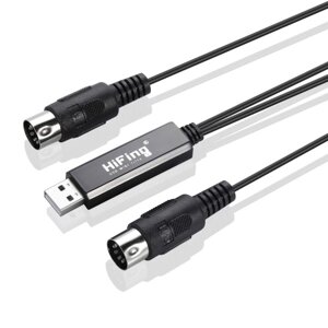 HiFing USB IN-OUT MIDI кабель Один в одном интерфейсе Out 5 Pin Line конвертер ПК музыкальной клавиатуры Адаптер шнура черный