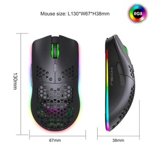 HXSJ T66 RGB 2.4G Беспроводная игровая мышь с подсветкой RGB Зарядная мышь с регулируемым разрешением DPI Эргономичный дизайн для настольного ноутбука Белый