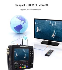 IBRAVEBOX V10 Finder Max HD Искатель сигнала спутникового телевидения DVB-S/S2/S2X Цифровой портативный измеритель сигнала Спутниковый искатель H. 265 4,3-дюймовый ЖК-дисплей для настройки спутниковой антенны
