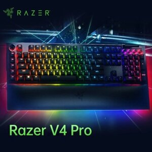 Игровая клавиатура Razer V4 Pro с 98 клавишами Проводная клавиатура Razer Chroma RGB USB Механическая клавиатура 8000 Гц с упором для запястий (зеленый переключатель