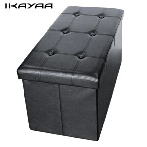 IKayaa Большой складной Кожезаменитель хранения Османская Диван-подставка для ног табурет пуф кровать Конец Скамья складная хранения Box 43,31 * 14,76 * 14,96 "L * W * H)