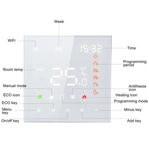 Интеллектуальный термостат 3A Цифровой программируемый ЖК-дисплей Сенсорный экран Контроллер температуры подогрева пола Цифровой интеллектуальный настенный термостат для нагрева воды