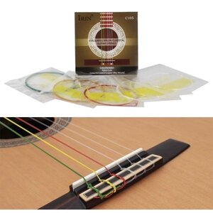 IRIN C105 Красочные радужные акустические классические гитарные струны Нейлоновые сердечники Красочные покрытые медные сплавы раны, 6 шт / комплект (0,288-0,043)