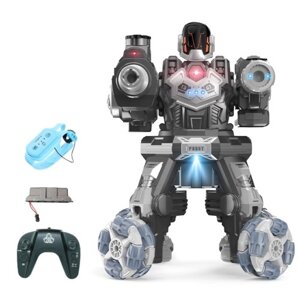 JC09 2.4G Робот с дистанционным управлением 4 Wheel Drive Water Bomb Spray Robot Toy с подсветкой Музыка (2 пульта дистанционного управления)