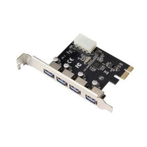 Карта расширения с портами PCI-E на 4 порта USB3.0 Карта адаптера PCI Express к USB3.0 с большим 4-контактным интерфейсом питания для настольных ПК