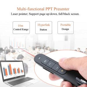 KKmoon 2,4 ГГц беспроводной PowerPoint Clicker Пульт дистанционного управления Флип Pen Pointer Ручной РРТ Presenter Unibody 10m Контроллинг Диапазон поддержки гиперссылок Регулятор громкости с USB-ресивер