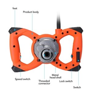 KKMOON 2300W Промышленный миксер 6-ступенчатая с регулируемой скоростью Ручная краска Цементная штукатурка Смеситель для раствора Растворитель для замазки Порошок для смешивания