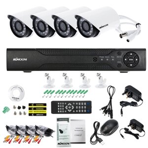 KKmoon 4CH Channel Full 1080N AHD DVR HVR NVR + 4 * 1500TVL Водонепроницаемая камера видеонаблюдения + 4 * 60 футов Кабель наблюдения