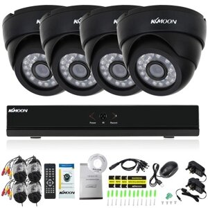 KKmoon 8CH Channel Full 960H / D1 800TVL CCTV Surveillance DVR Security System HD P2P Cloud Onvif Network Цифровой видеорегистратор + 4 * Крытый инфракрасный Doom Camera + 4 * 60-футовый кабель Поддержка IR-CUT