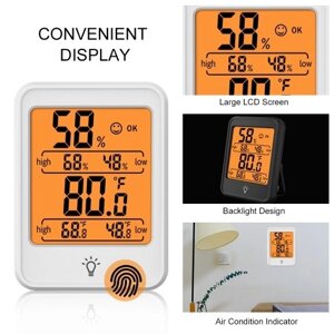 KKmoon цифровой гигрометр термометр комнатный датчик температуры и влажности монитор метр с большим ЖК-дисплеем для дома, спальни, офиса, теплицы