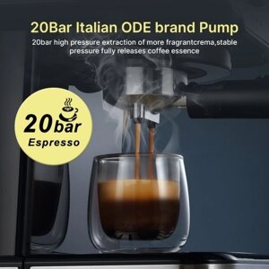 Кофемашина HiBREW H5 1050 Вт, 20 бар, полуавтоматическая кофемашина для приготовления капучино эспрессо, емкость 1,5 л, дисплей температуры