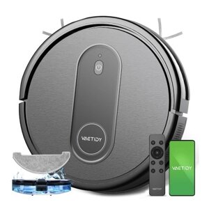 Комбинированный робот-пылесос и швабра Vactidy Nimble T7, управление WiFi/приложением/Alexa/Siri, робот-пылесос с расписанием, резервуар для воды и мусорное ведро 2 в 1, самозаряжающийся, тонкий, идеально подходит для