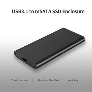 Корпус SSD типа C - mSATA Портативный твердотельный накопитель mSATA Высокоскоростной USB3.1 Корпус SSD mSATA серебристо-серый