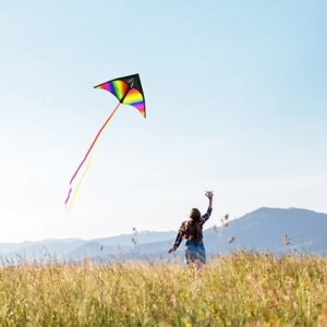 Красочный воздушный змей Delta Easy to Fly Kite Однолинейный пляжный змей с 30-метровой веревкой