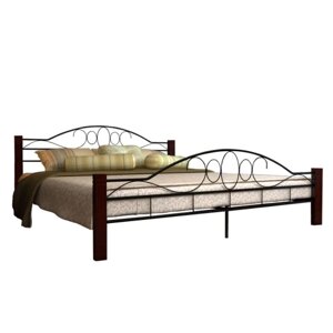 Кровать металлическая черная и красная Brucciato с матрасом 180 см