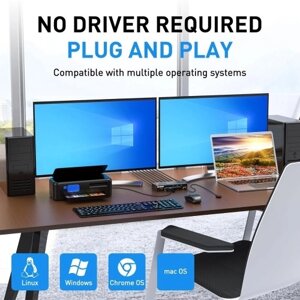 KVM-переключатель на два монитора KVM-переключатель с поддержкой USB 3.0 и HDMI 2 монитора 3 компьютера 4K при 60 Гц, 2K при 144 Гц, эмулятор EDID, KVM-переключатель на два монитора с 4 портами USB 3.0, в комплект