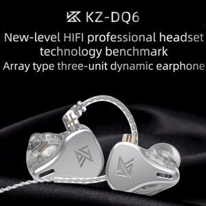 KZ DQ6 3,5 мм Проводные наушники-вкладыши 3DD Dynamic HiFi Музыкальные наушники Спортивная гарнитура 2-контактный съемный кабель