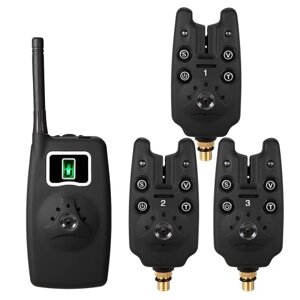 Lixada Wireless Fishing Bite Alarms Set Digital Fishing Alarm Kit Светодиодный индикатор аварийной сигнализации Предупреждающий приемник колокола Рыболовные снасти с коробкой на молнии