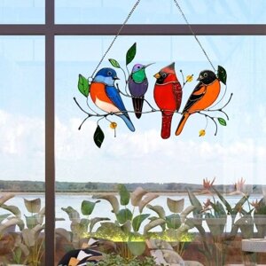 Ловец солнца Завесы на окна Разноцветные птицы на проволоке Птицы Витражи Завесы с птицами Подвесные украшения для окон Двери Садовые домашние весенние украшения