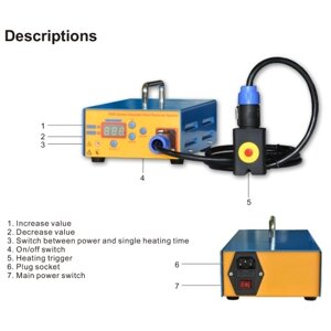 Машина для беспокрасочного индукционного нагревателя для автомобиля, для удаления небольших вмятин, 220 В, 1380 Вт, набор для автоматического удаления вмятин с цифровым экраном, набор для ремонта вмятин без покраски