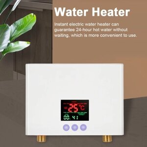 Мгновенный водонагреватель 3KW Мини-электрический безрезервуарный водонагреватель Настенный со светодиодным дисплеем 3-уровневая регулировка температуры Пульт дистанционного управления для домашней кухни Ванная комната