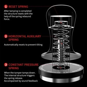 MHW-3BOMBER Плоский тампер для кофе 30 фунтов Калиброванный подпружиненный тампер с постоянным давлением и звуковой обратной связью Саморегулирующаяся глубина Автоматический сброс Темпер для эспрессо с основанием из