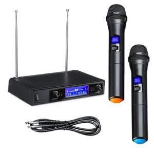 Микрофоны для караоке UHF Professional 2 CH Беспроводной двойной ручной микрофон Цифровой ЖК-дисплей Микрофонная система