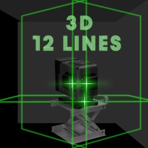Мини-многофункциональный 12-линейный лазерный нивелир 3 ° Самонивелирный станок USB-перезаряжаемый литиевый аккумулятор нивелирный инструмент с вертикальными горизонтальными линиями