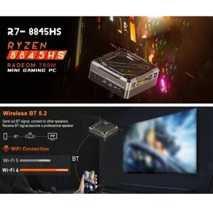 Мини-ПК Windows 11PRO 32 ГБ DRR5 ОЗУ 1 ТБ SSD Мини-настольный компьютер Процессор AMD Ryzen 78845HS 8 ядер 16 потоков RGB-подсветка WIFI6 BT5.2 USB3.0*2 USB4.0*1 Поддержка дисплея 4K при 120 Гц для офиса, конференций,