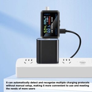 Многофункциональный USB-измеритель напряжения и тока. Цифровой IPS-дисплей. Тестер емкости. Тестер мощности. Цифровой вольтметр. Поддержка устройств обнаружения электроприборов. 9 групп функций хранения данных