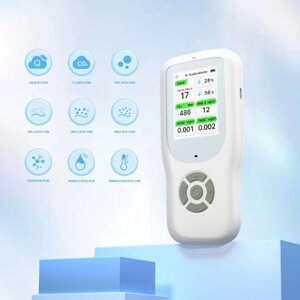 Монитор качества воздуха 9-в-1. Домашний портативный детектор AQI/CO/PM2.5/PM1.0/PM10/HCHO/TVOC/температуры/влажности. Мониторинг в реальном времени. Большой дисплей с интеллектуальными оповещениями. Комплекты для