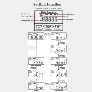 Набор цифровых динамометрических отверток 1,2-дюймовый ЖК-дисплей Реверсивный динамометрический ключ Хранение данных в пиковом режиме с 10 битами Кейс для переноски для электриков