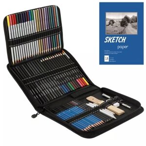 Набор из 95 профессиональных карандашей для рисования и набросков включает масляный цветной карандаш для набросков Уголь, графит, точилка для карандашей, ластик, сумка для хранения, художественные принадлежности,