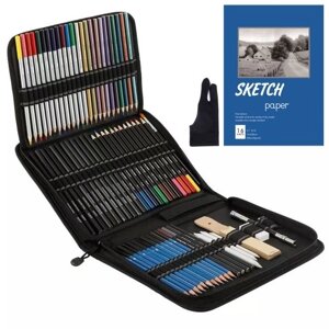 Набор из 95 профессиональных карандашей для рисования и набросков включает масляный цветной карандаш для набросков Уголь, графит, точилка для карандашей, ластик, сумка для хранения, художественные принадлежности,
