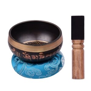 Набор тибетских поющих чаш Muslady с металлической чашей для звука ручной работы 9,5 см / 3,7 дюйма, мягкой подушкой (доставка случайного цвета) и деревянным ударником для звука медитации, исцеления чакры, йоги,