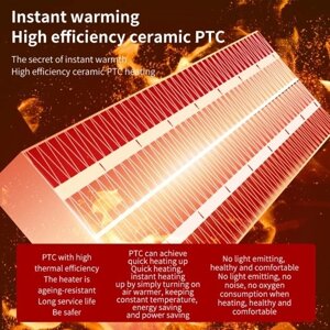 Обогреватель помещения 500 Вт PTC Керамический малошумный быстрый нагрев Портативный персональный обогреватель Вентилятор с опрокидыванием на 30 градусов и защитой от перегрева для спальни, офиса, для использования в